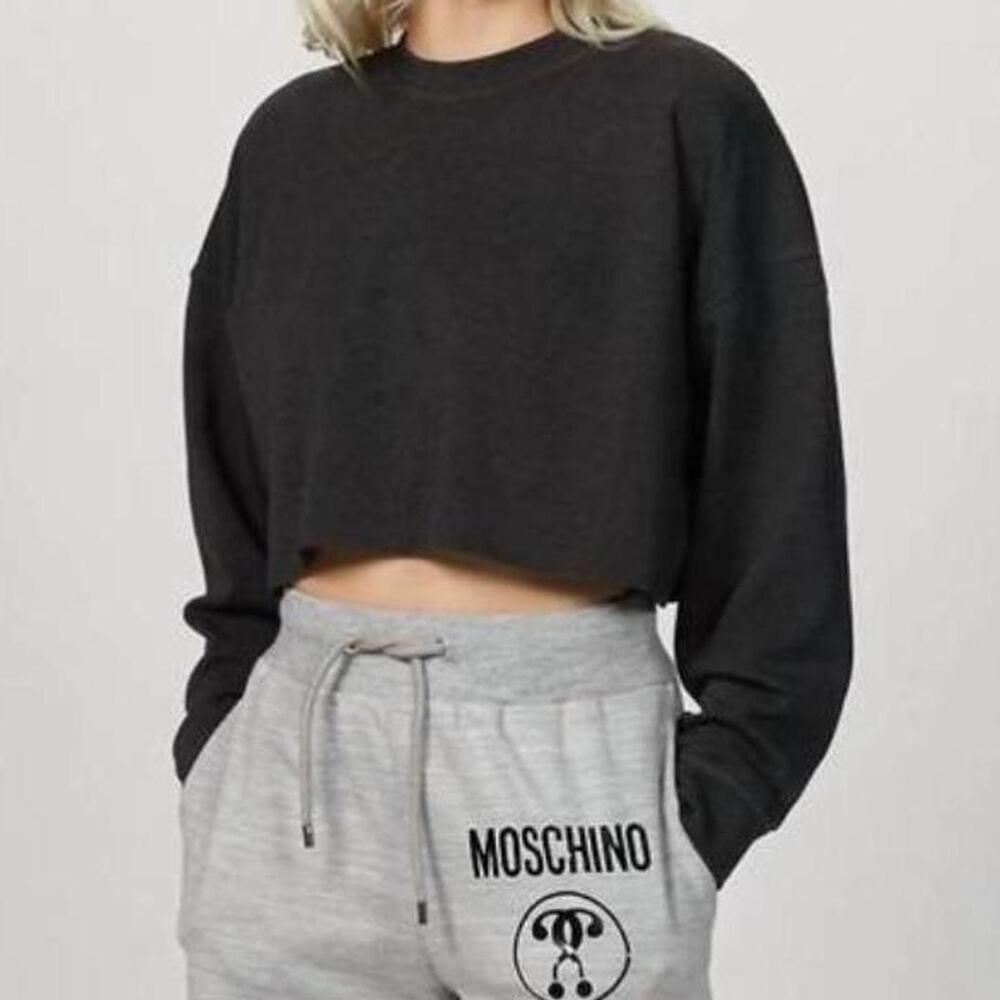 WeWoreWhat Cropped Sweatshirt Size XL Gray Casual Lounge Minimalist Cozy Comfort